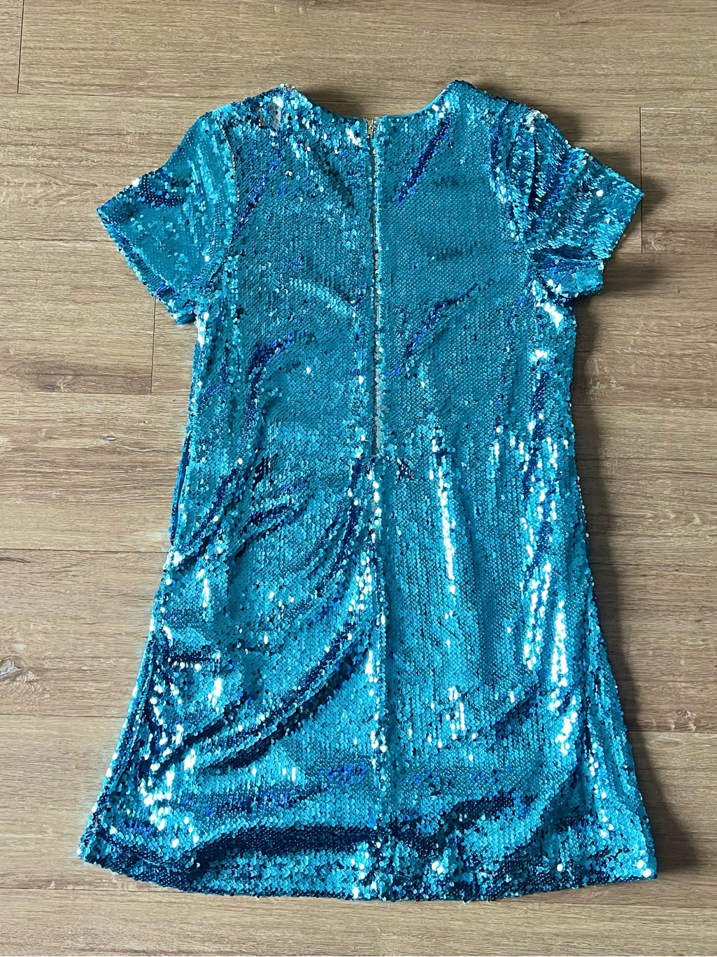 Pink Desert Women’s Teal Sequin Shift Dress Size Small — image 6 of 7